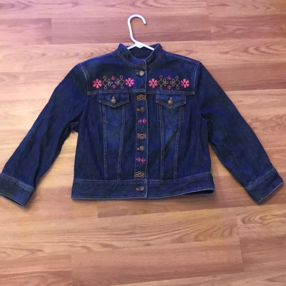 Bandolino Girls Denim Floral Jacket Sz M
